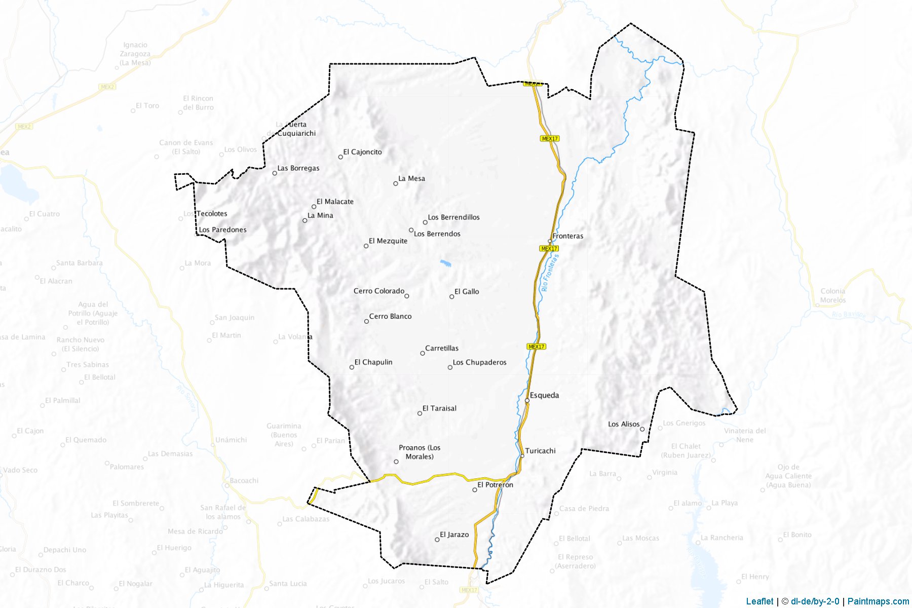 Fronteras (Sonora) Haritası Örnekleri-1