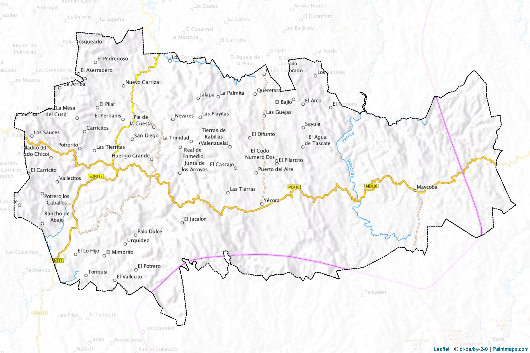 Muestras de recorte de mapas Yécora (Sonora)-1