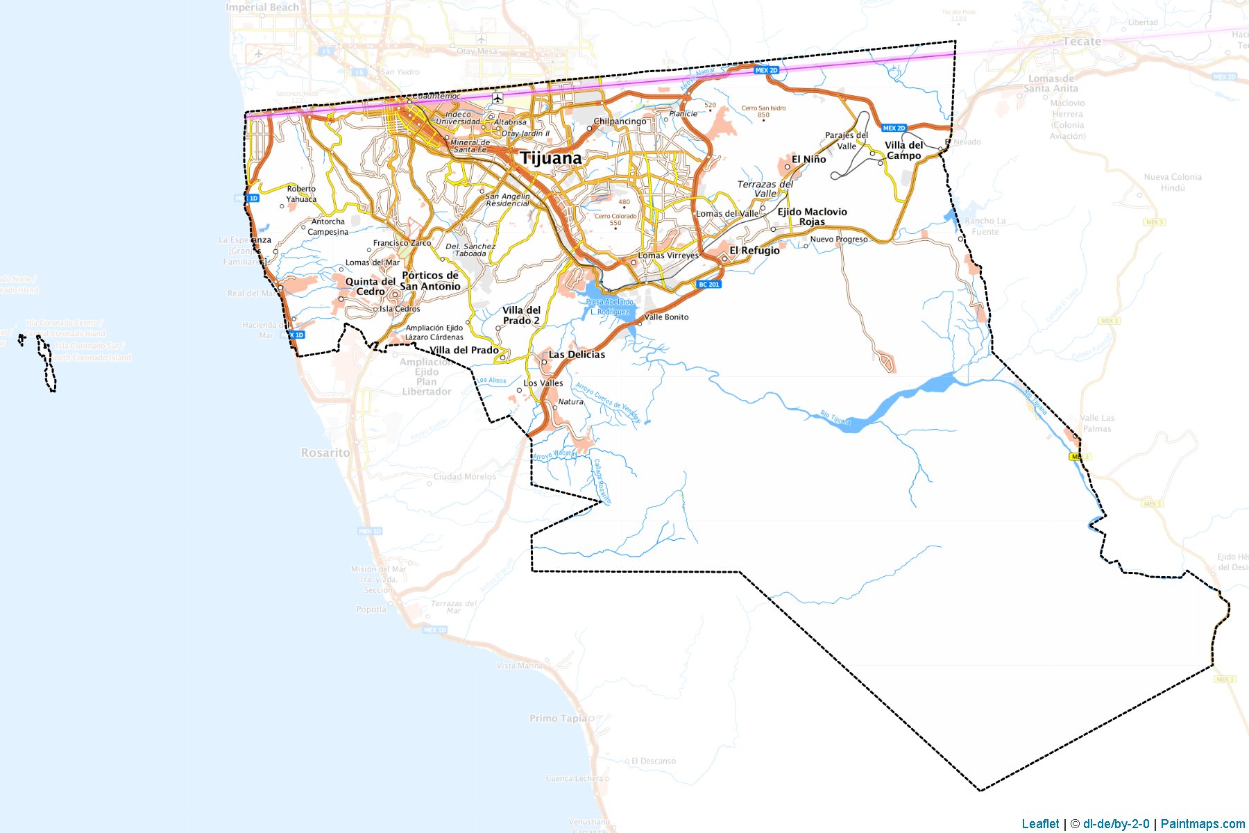 Muestras de recorte de mapas Tijuana (Baja California)-1