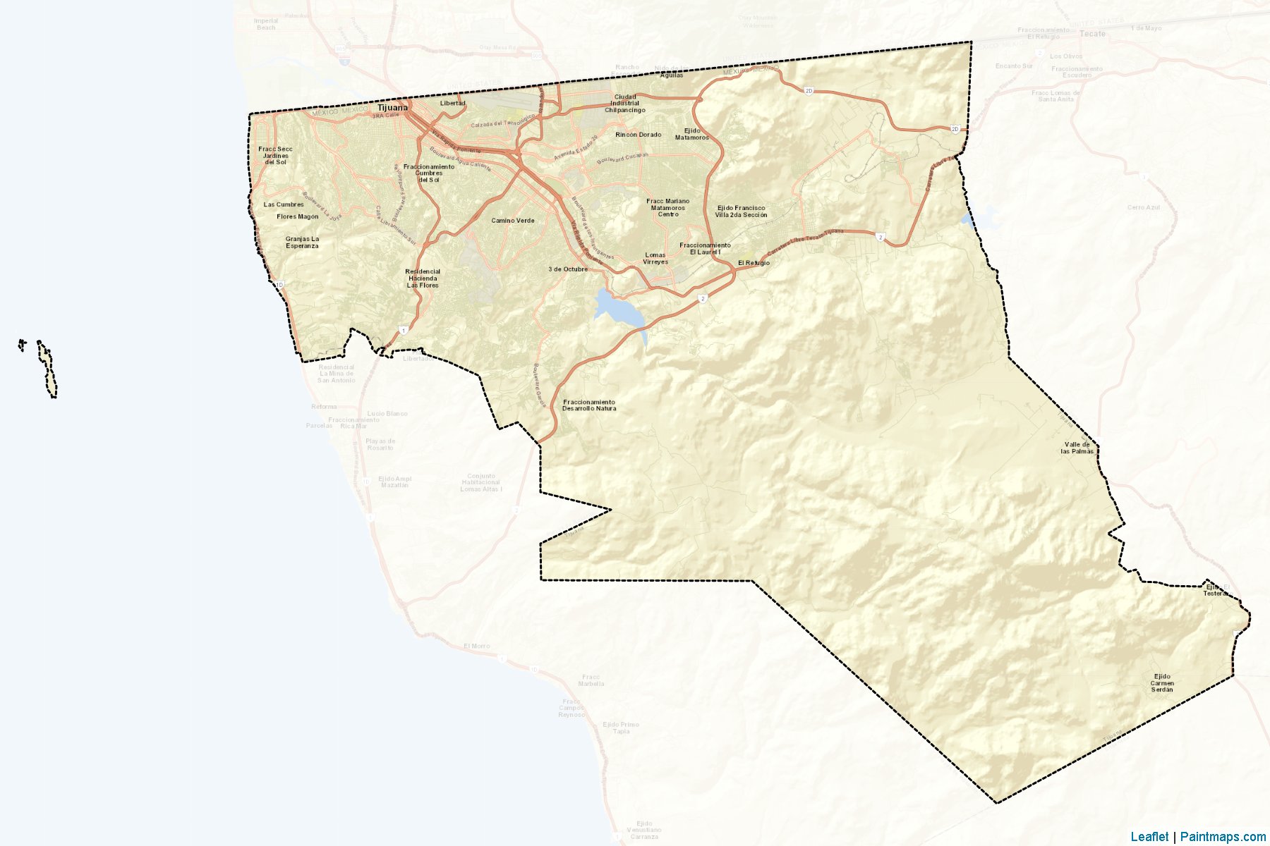 Muestras de recorte de mapas Tijuana (Baja California)-2