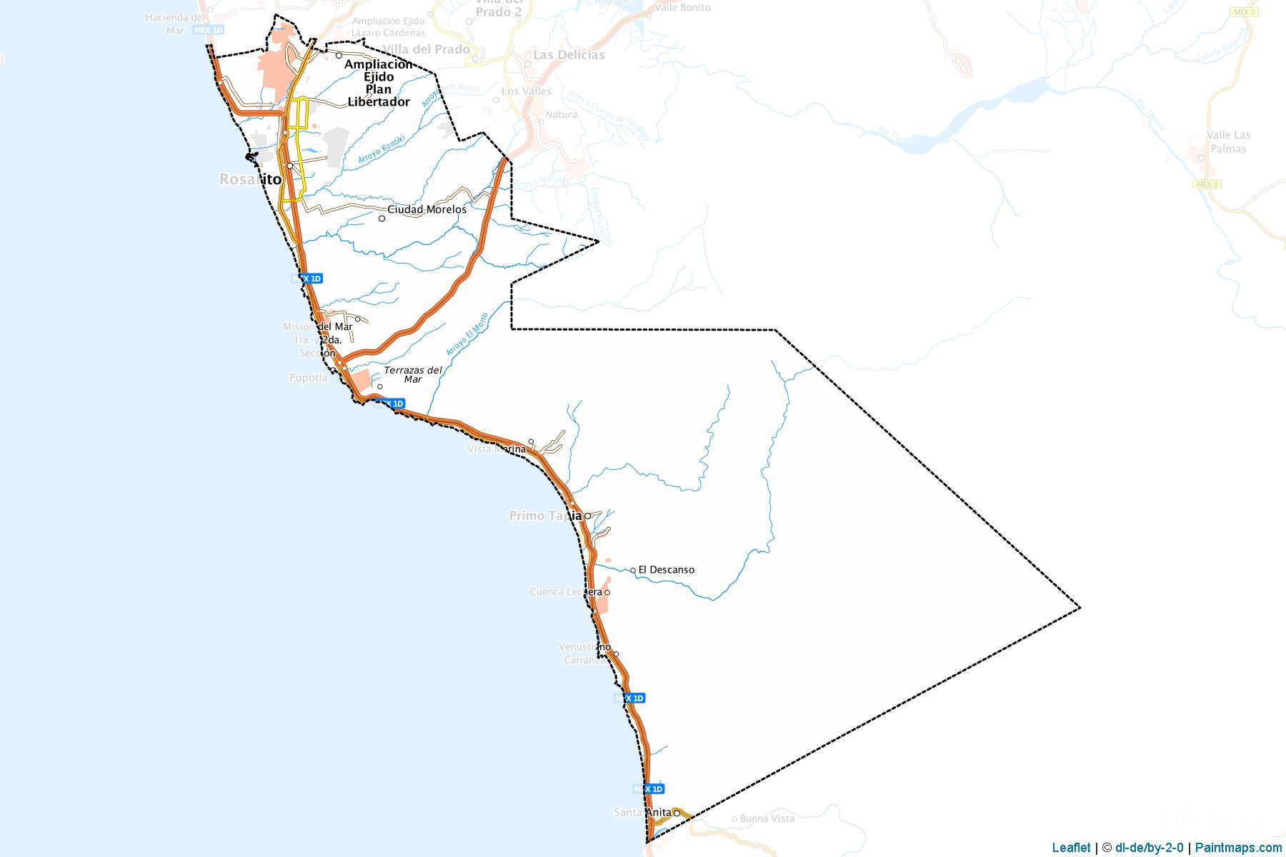 Muestras de recorte de mapas Playas de Rosarito (Baja California)-1