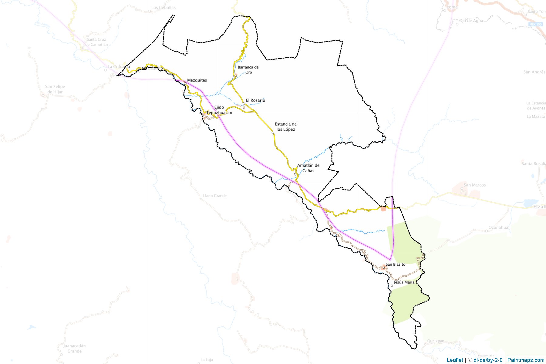 Muestras de recorte de mapas Amatlán de Cañas (Nayarit)-1