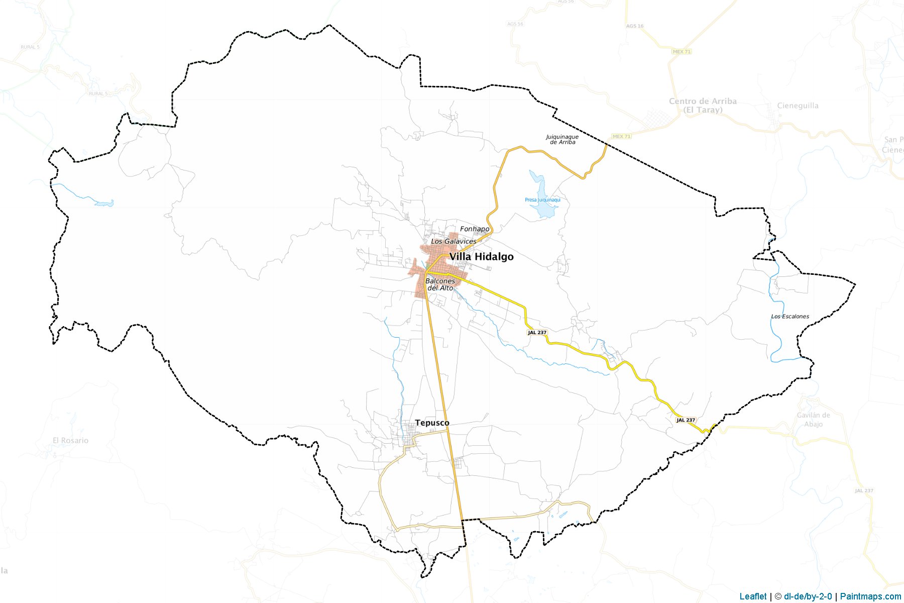 Muestras de recorte de mapas Villa Hidalgo (Jalisco)-1