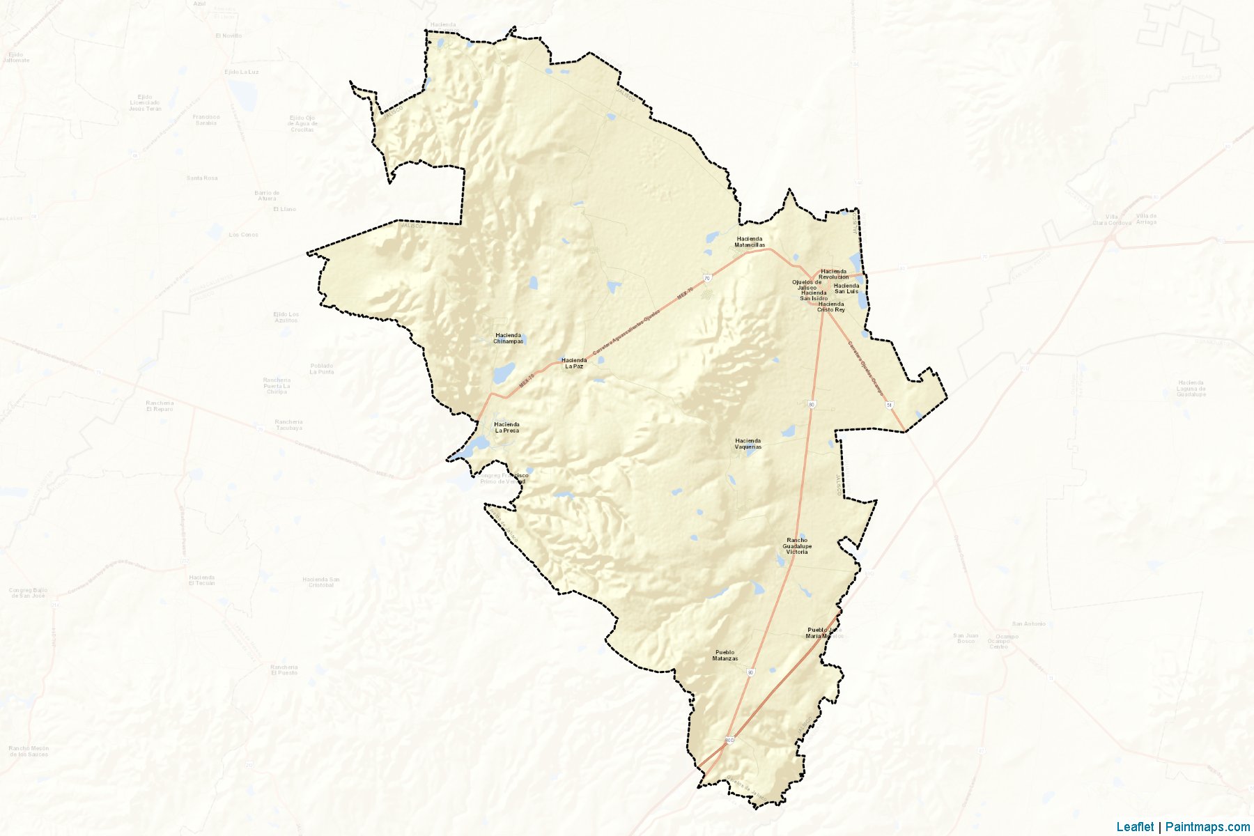 Muestras de recorte de mapas Ojuelos de Jalisco (Jalisco)-2