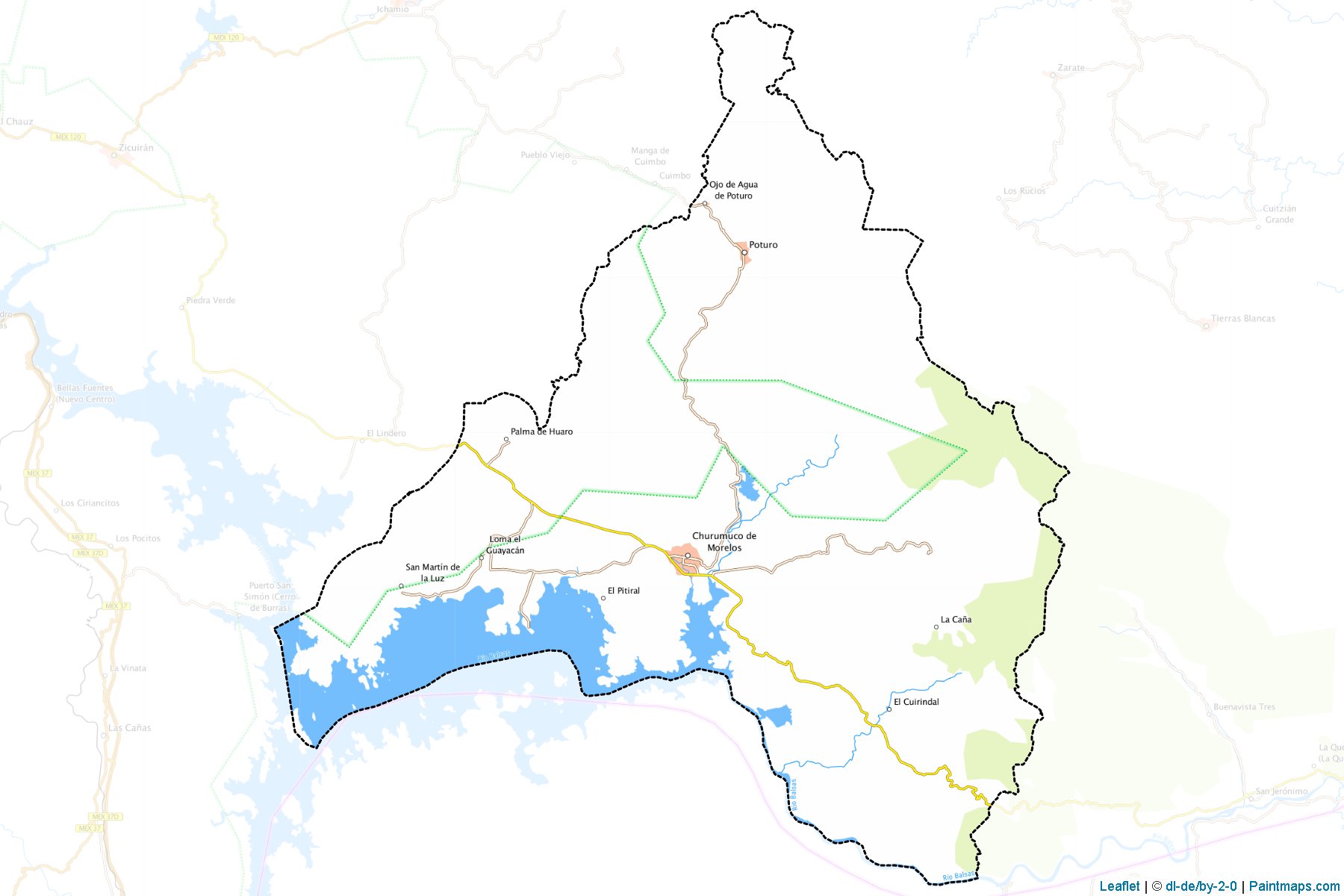 Muestras de recorte de mapas Churumuco (Michoacán de Ocampo)-1