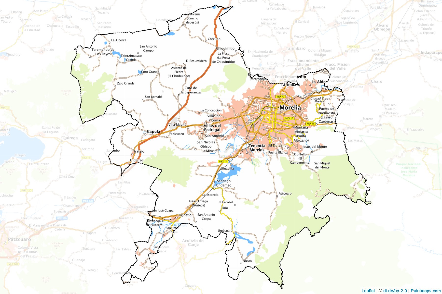 Muestras de recorte de mapas Morelia (Michoacán de Ocampo)-1