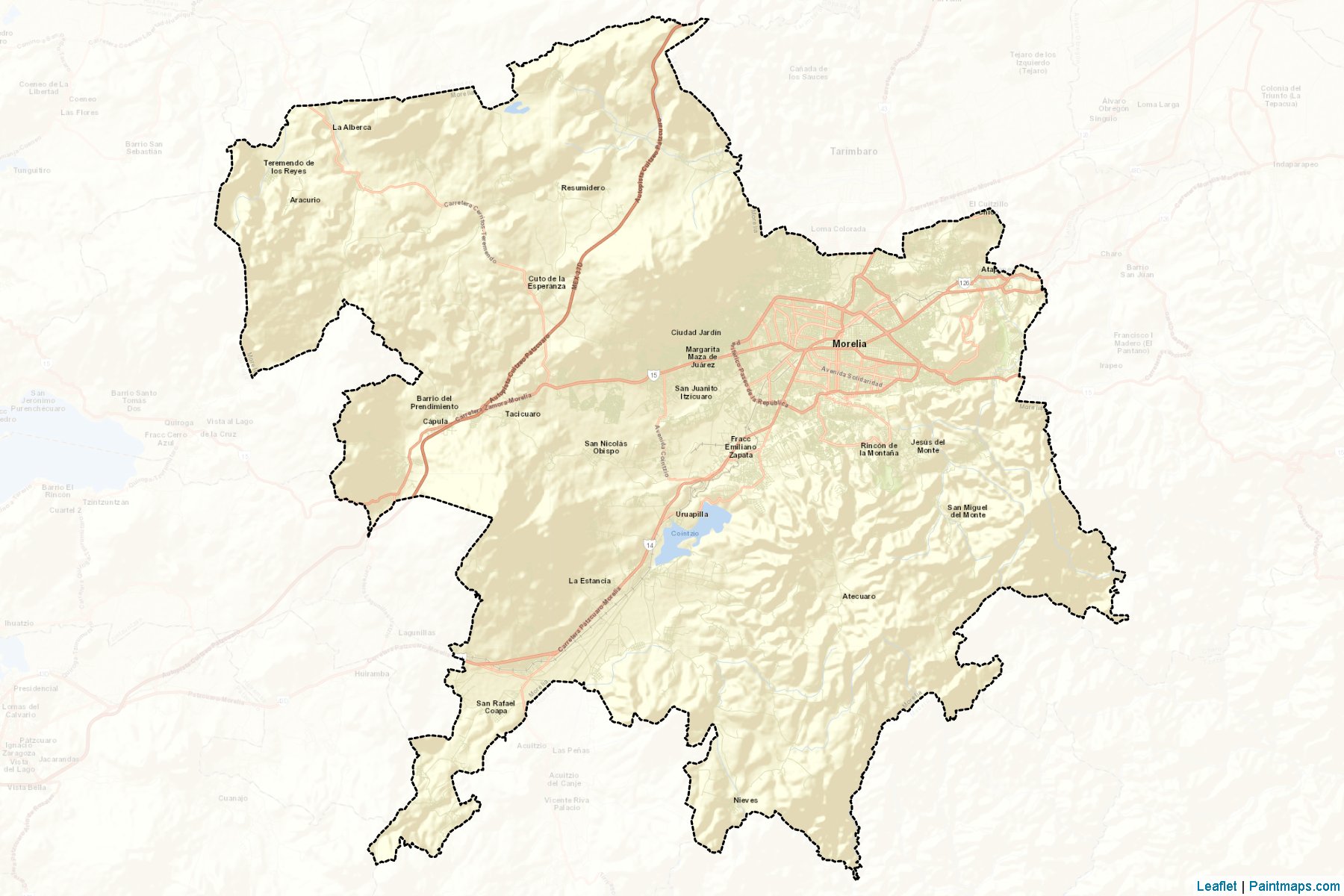 Muestras de recorte de mapas Morelia (Michoacán de Ocampo)-2