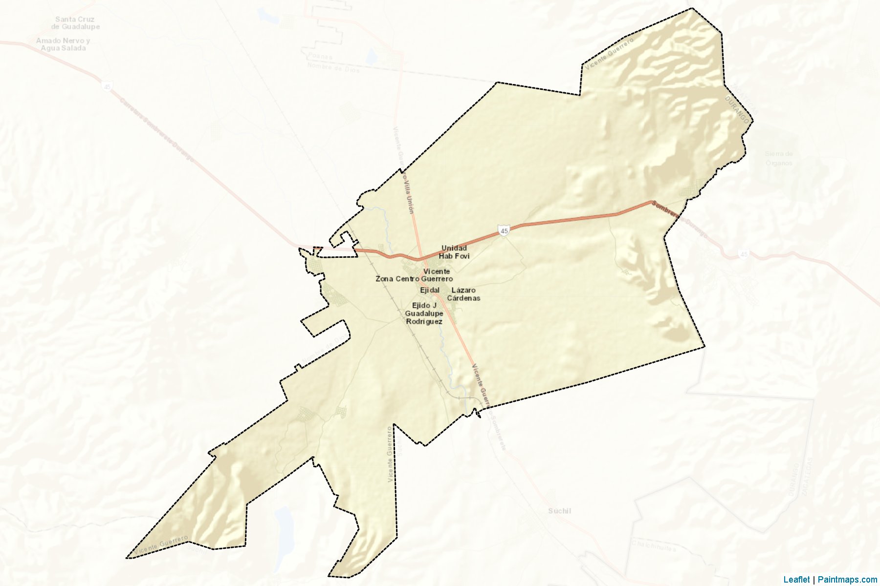 Vicente Guerrero (Durango) Haritası Örnekleri-2