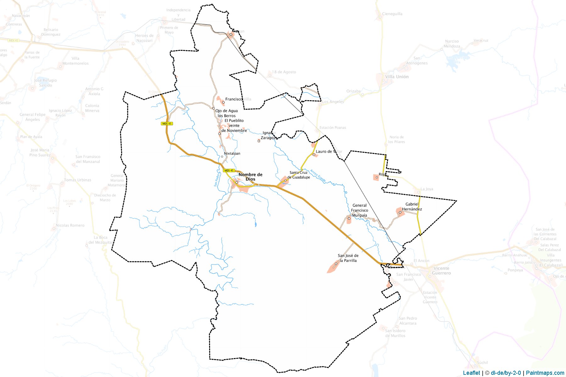 Muestras de recorte de mapas Nombre de Dios (Durango)-1