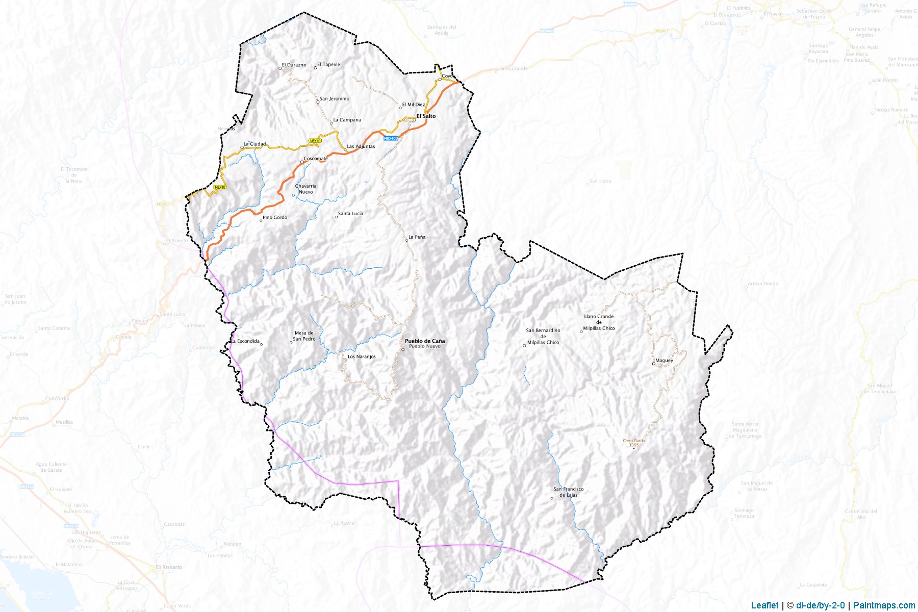 Pueblo Nuevo (Durango) Haritası Örnekleri-1