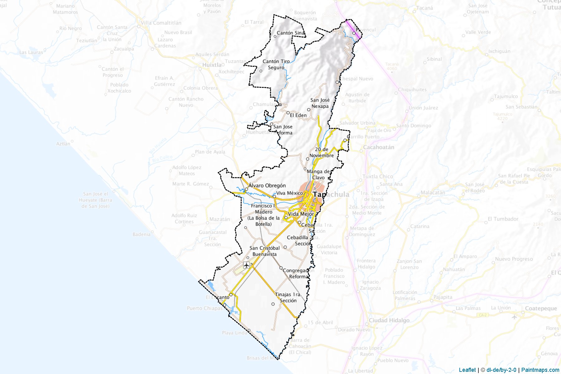 Mapas de muestra de Tapachula generados con la herramienta de recorte ...