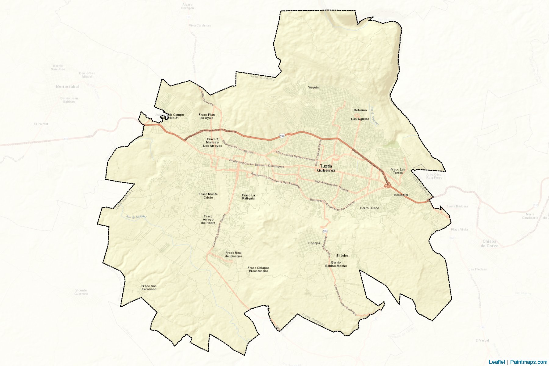 Muestras de recorte de mapas Tuxtla Gutiérrez (Chiapas)-2