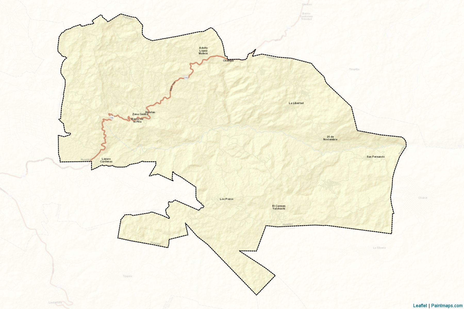 Muestras de recorte de mapas Huixtán (Chiapas)-2