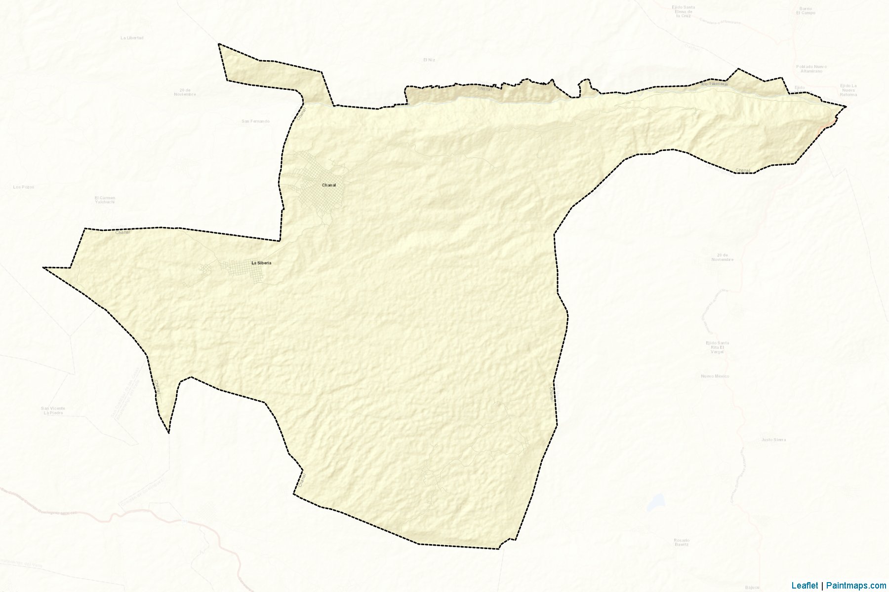 Muestras de recorte de mapas Chanal (Chiapas)-2