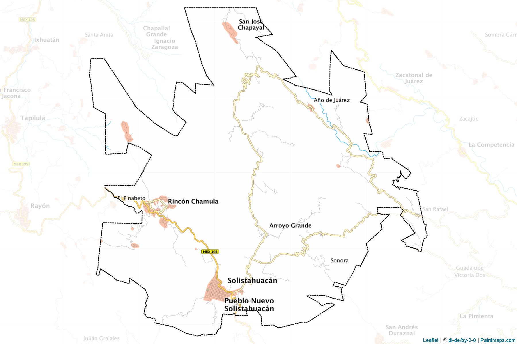 Pueblo Nuevo Solistahuacán (Chiapas) Haritası Örnekleri-1