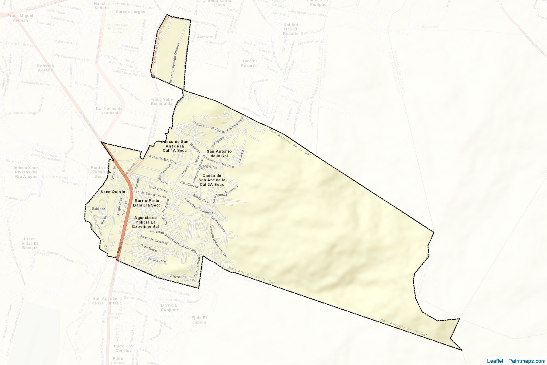 Muestras de recorte de mapas San Antonio de la Cal (Oaxaca)-2