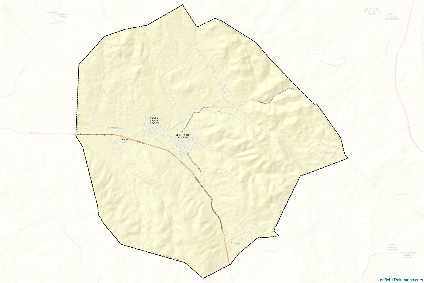 Muestras de recorte de mapas Villa Tejúpam de la Unión (Oaxaca)-2