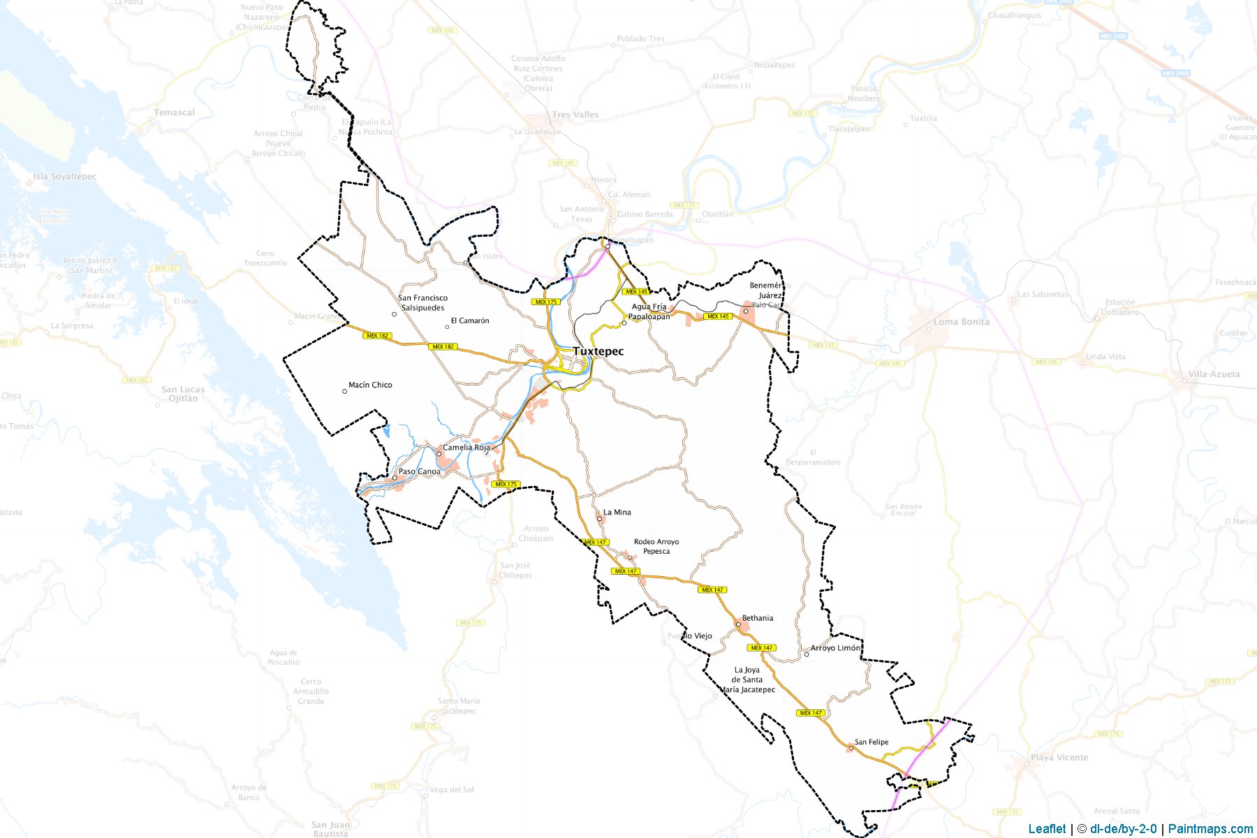 Muestras de recorte de mapas San Juan Bautista Tuxtepec (Oaxaca)-1