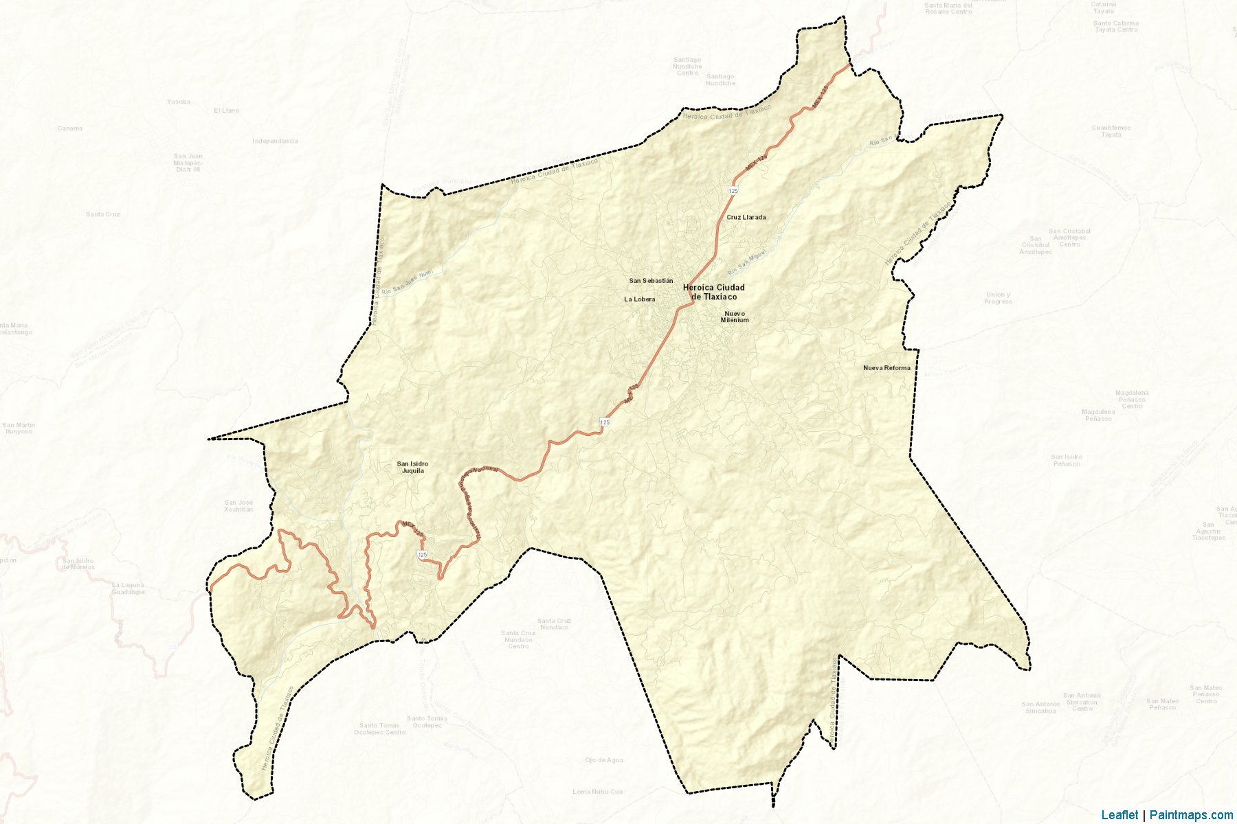 Heroica Ciudad de Tlaxiaco (Oaxaca) Haritası Örnekleri-2