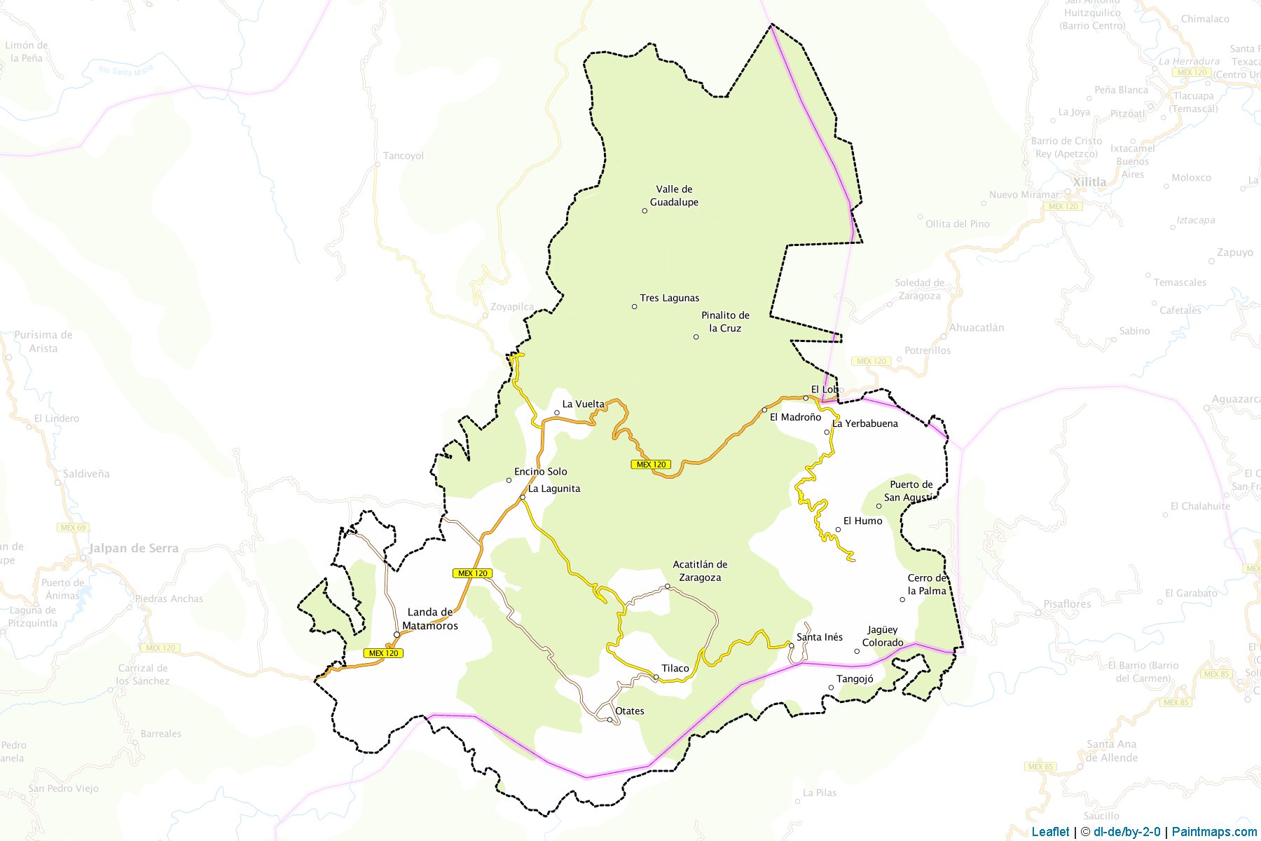 Landa de Matamoros (Querétaro) Haritası Örnekleri-1