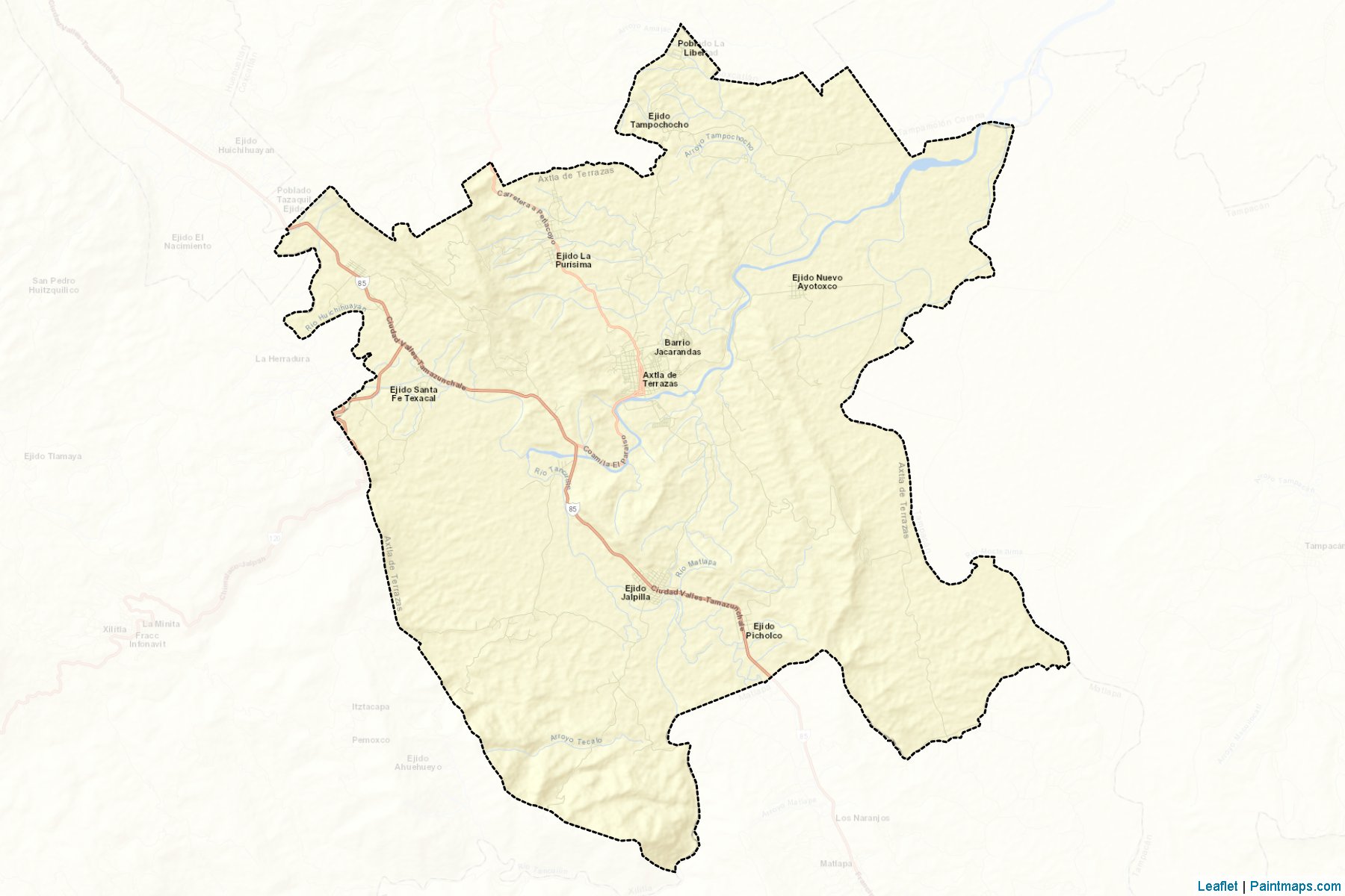 Muestras de recorte de mapas Axtla de Terrazas (San Luis Potosí)-2