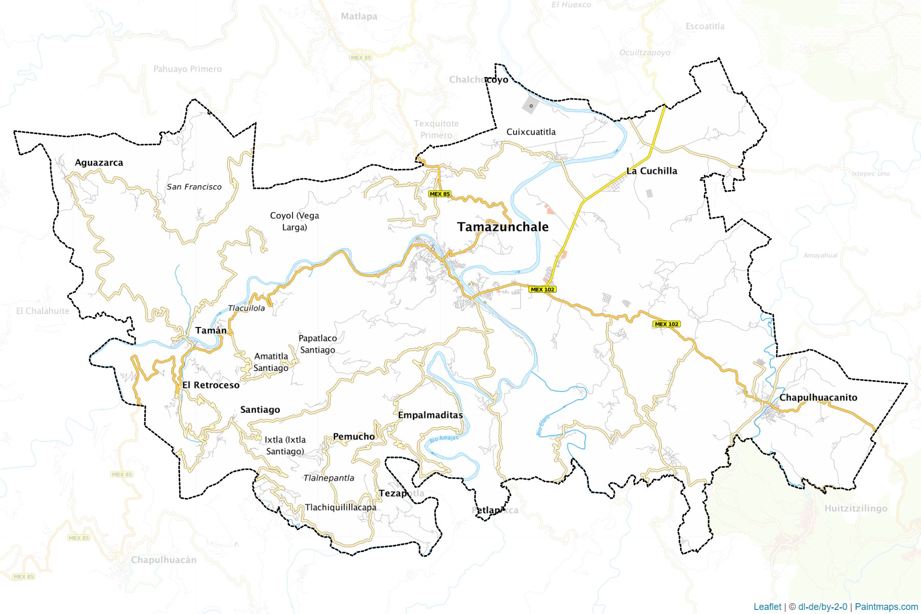 Muestras de recorte de mapas Tamazunchale (San Luis Potosí)-1