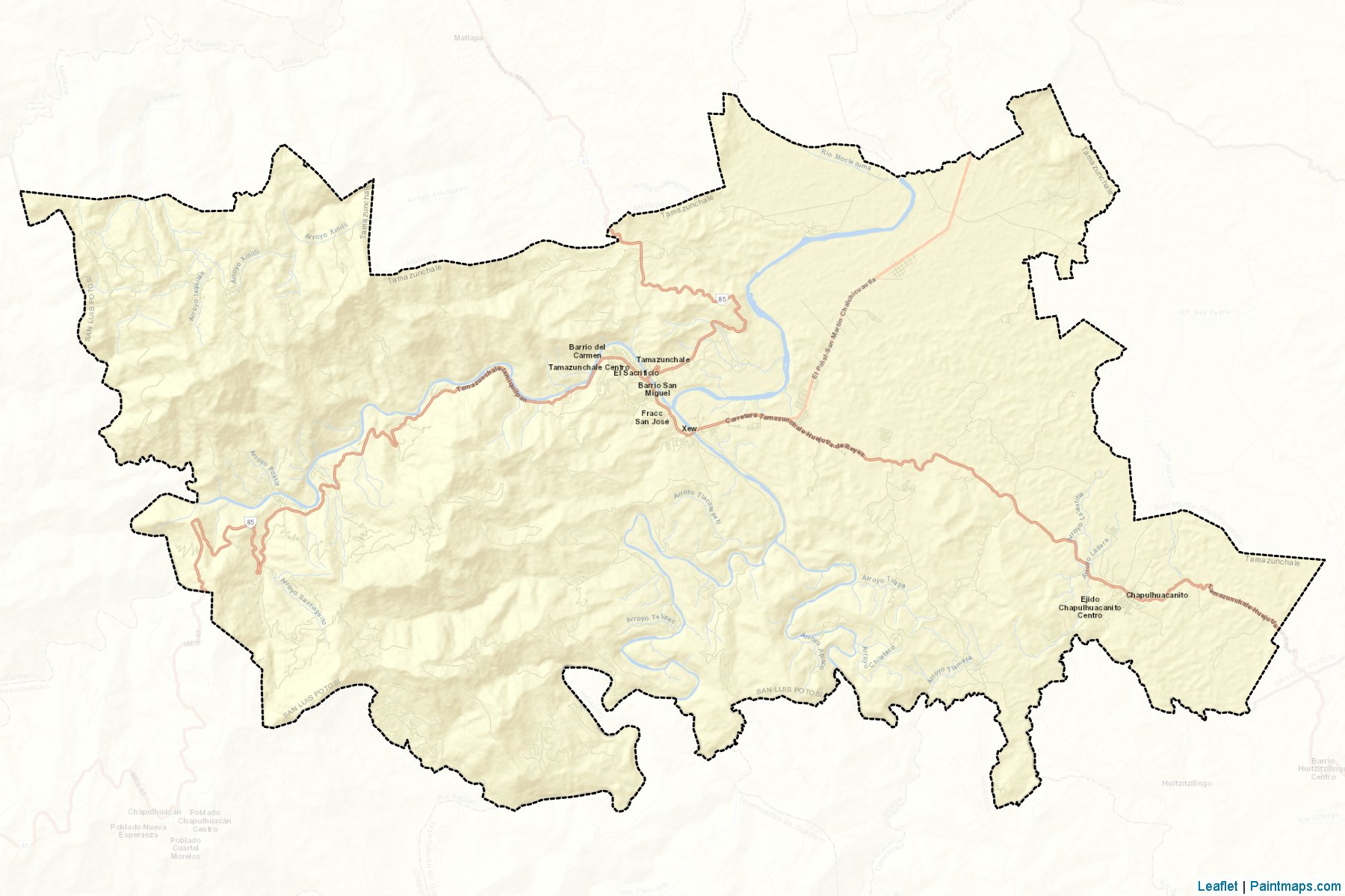 Muestras de recorte de mapas Tamazunchale (San Luis Potosí)-2