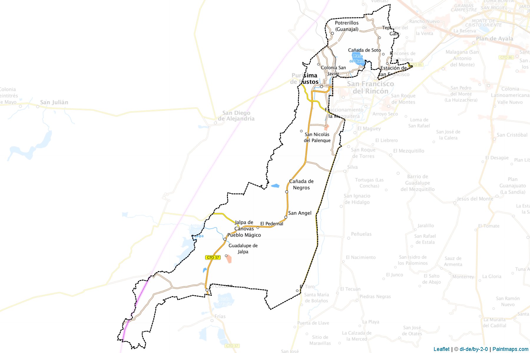 Muestras de recorte de mapas Purísima del Rincón (Guanajuato)-1