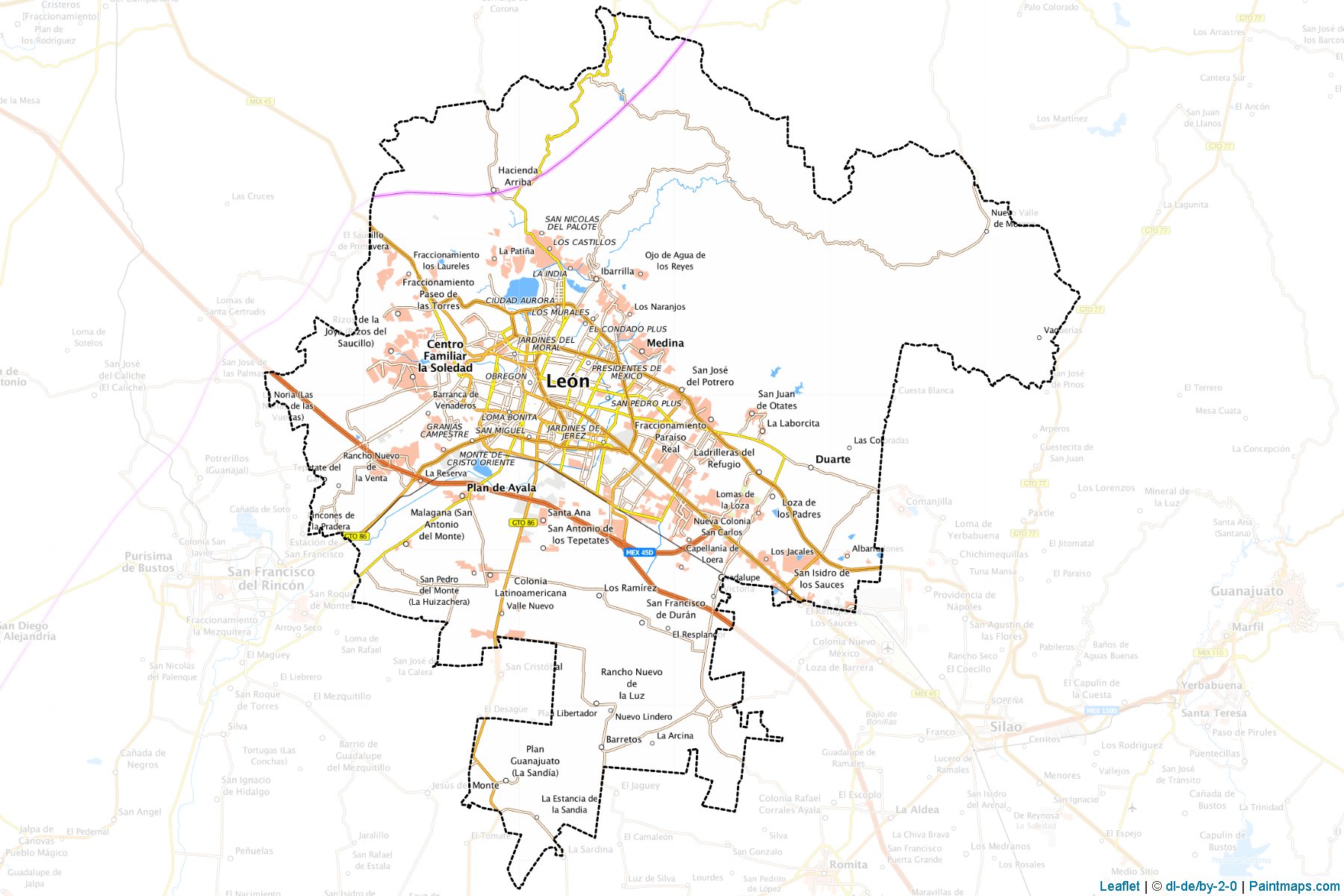 Muestras de recorte de mapas León (Guanajuato)-1