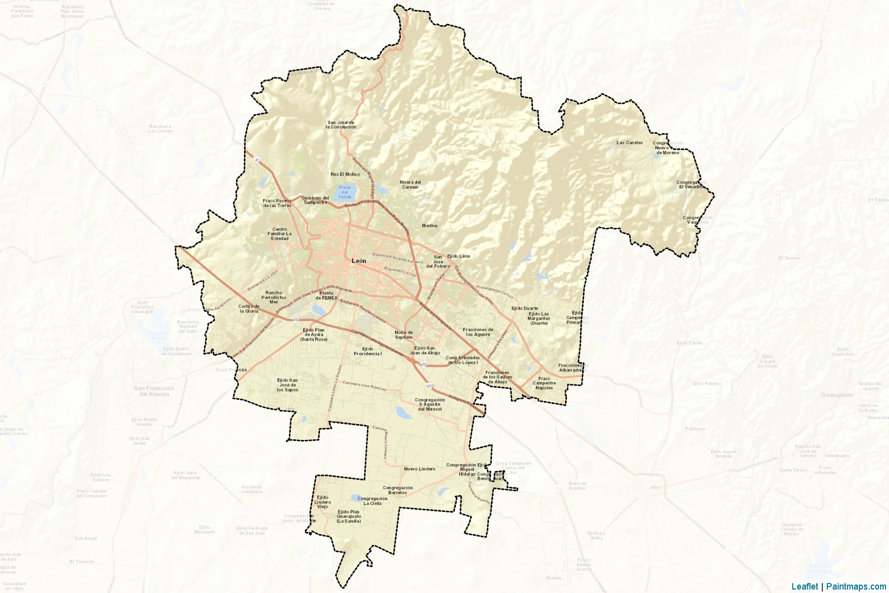 Muestras de recorte de mapas León (Guanajuato)-2