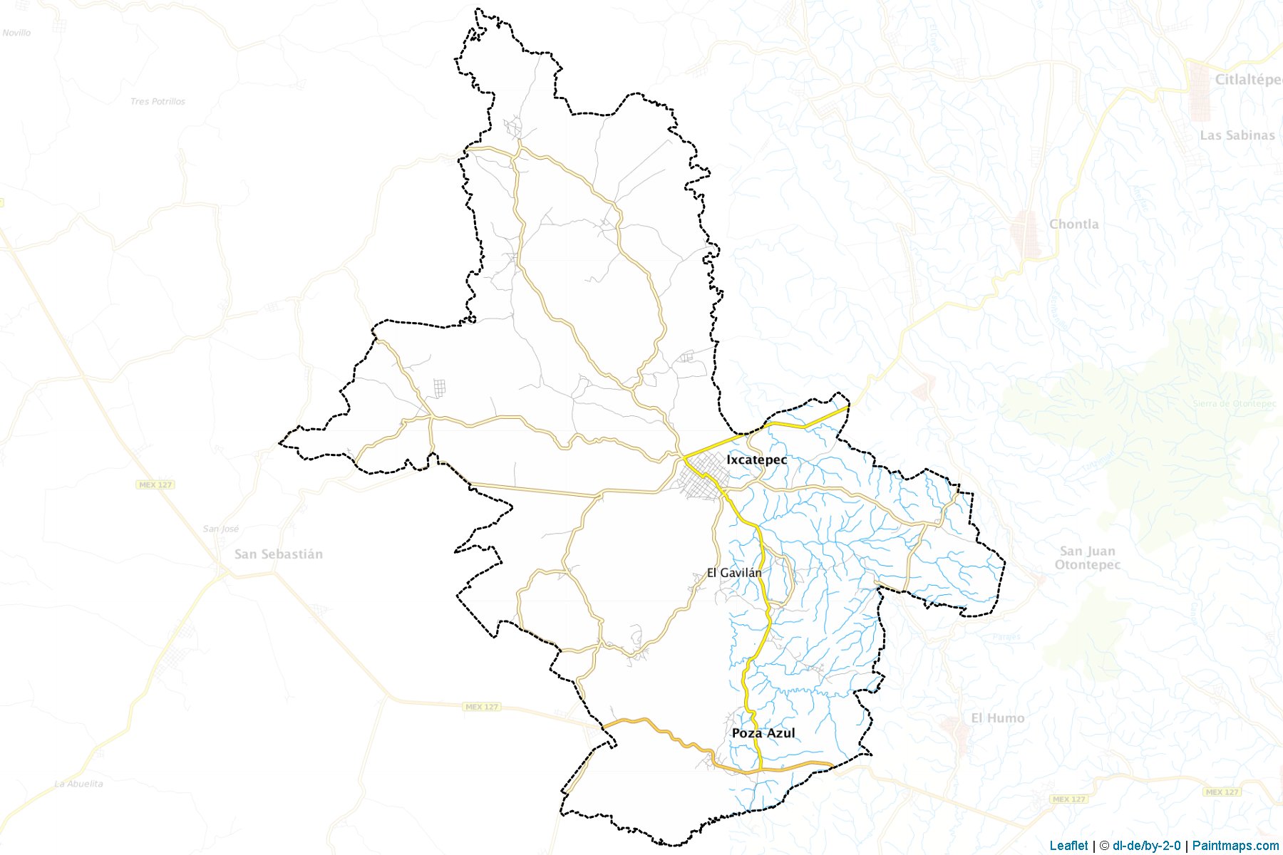 Muestras de recorte de mapas Ixcatepec (Veracruz de Ignacio de la Llave)-1