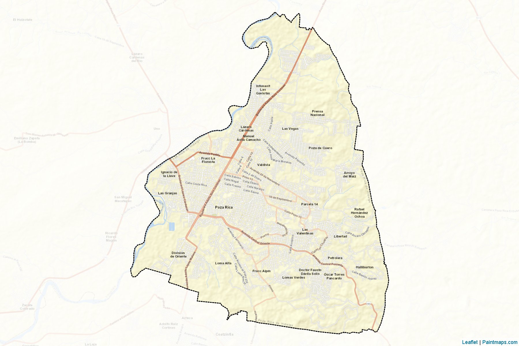 Muestras de recorte de mapas Poza Rica de Hidalgo (Veracruz de Ignacio de la Llave)-2