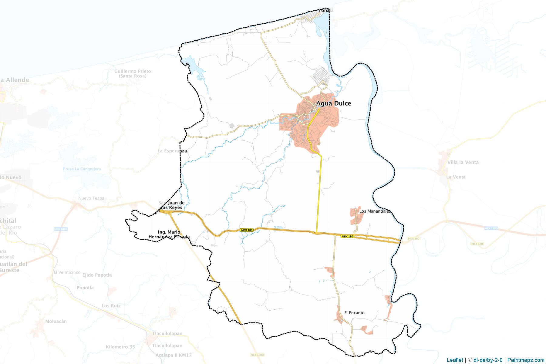 Muestras de recorte de mapas Agua Dulce (Veracruz de Ignacio de la Llave)-1