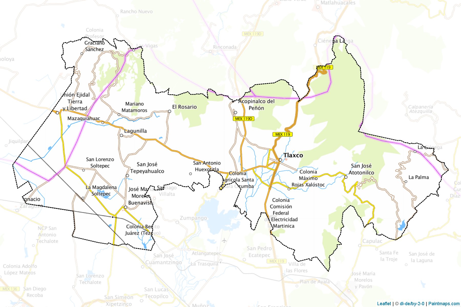 Muestras de recorte de mapas Tlaxco (Tlaxcala)-1