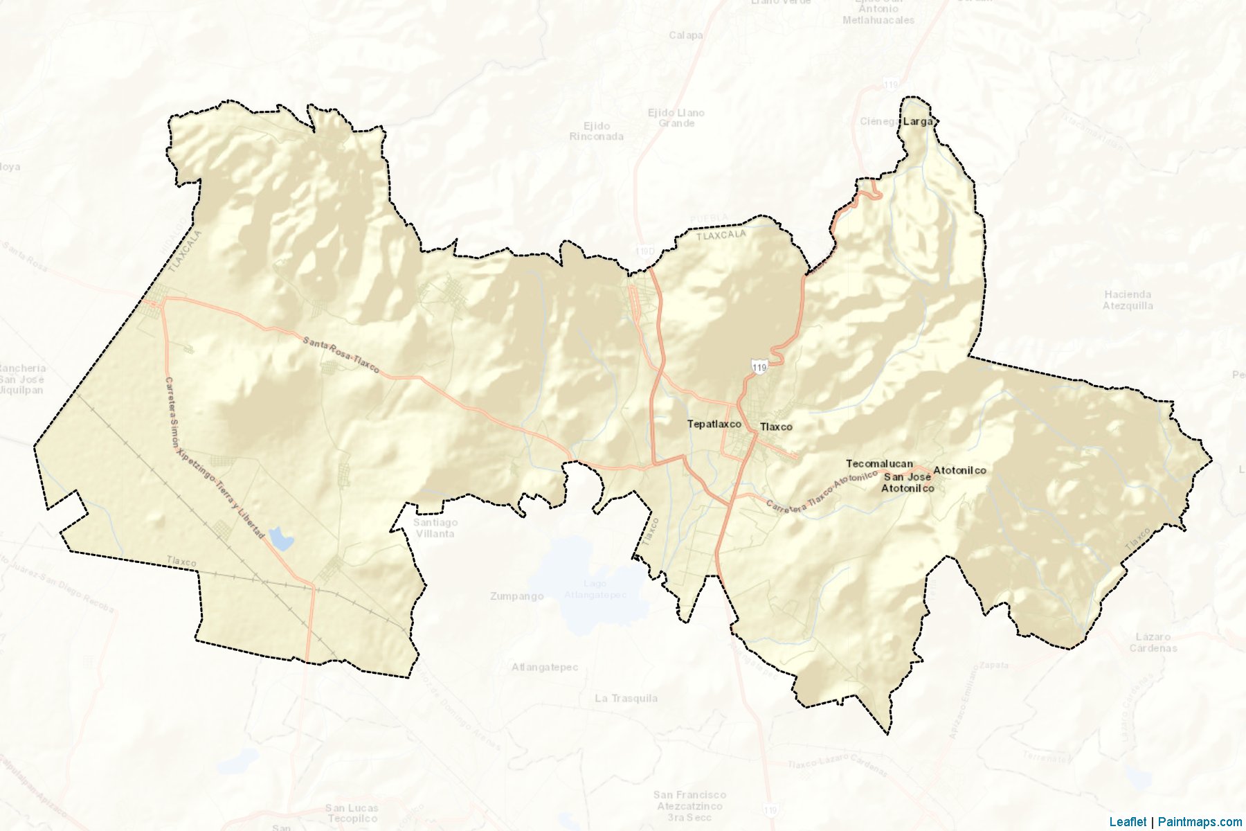 Muestras de recorte de mapas Tlaxco (Tlaxcala)-2