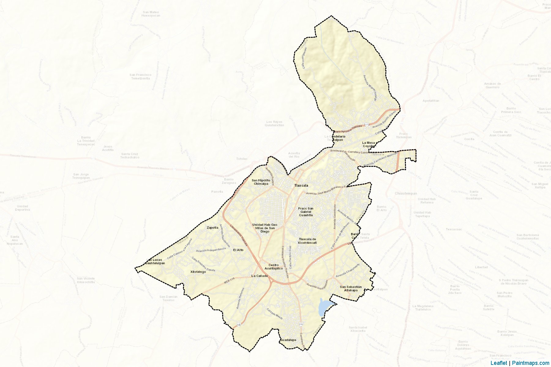 Tlaxcala (Tlaxcala) Map Cropping Samples-2