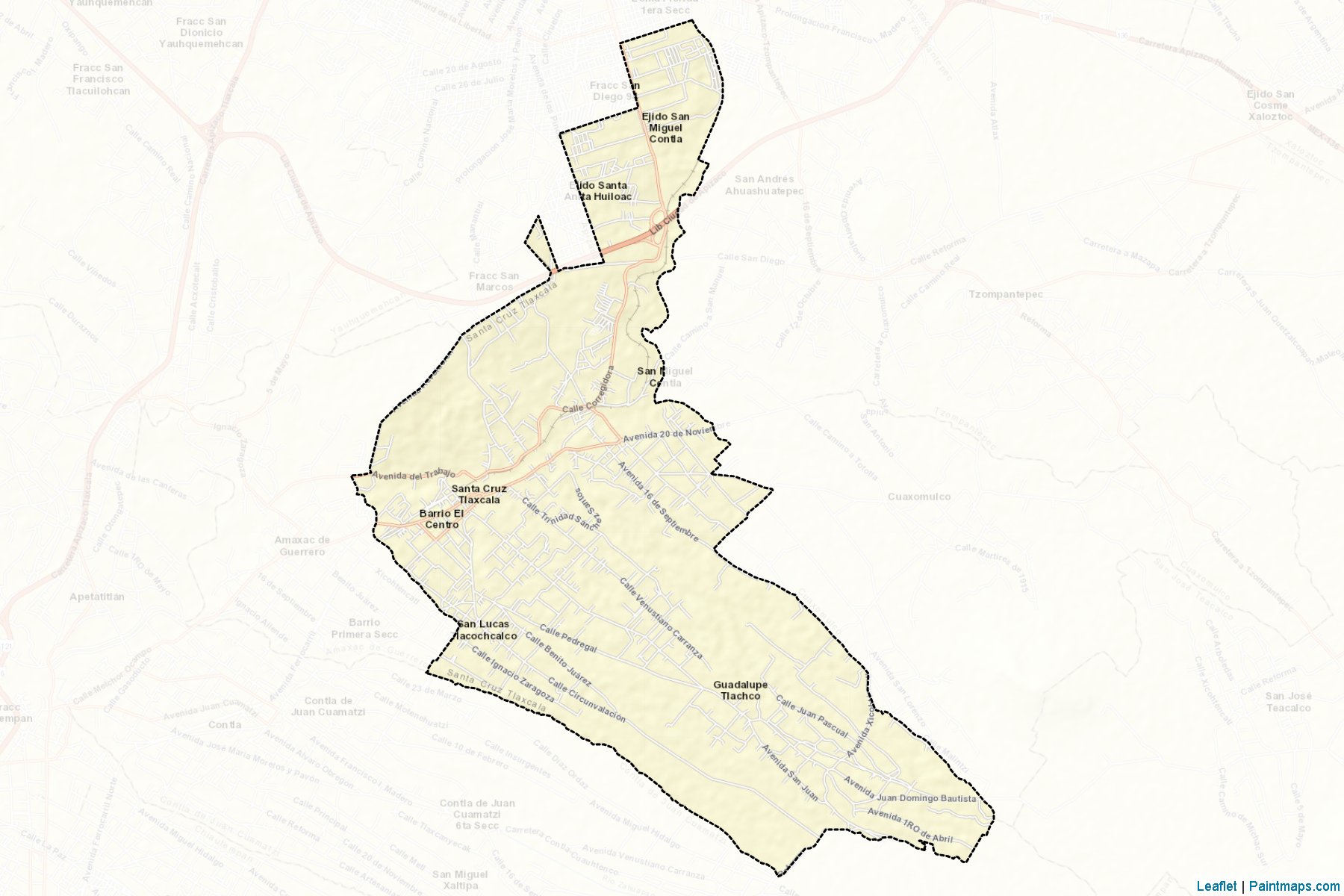 Muestras de recorte de mapas Santa Cruz Tlaxcala (Tlaxcala)-2