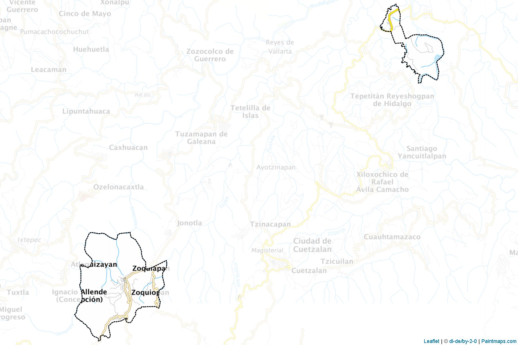 Muestras de recorte de mapas Zoquiapan (Puebla)-1