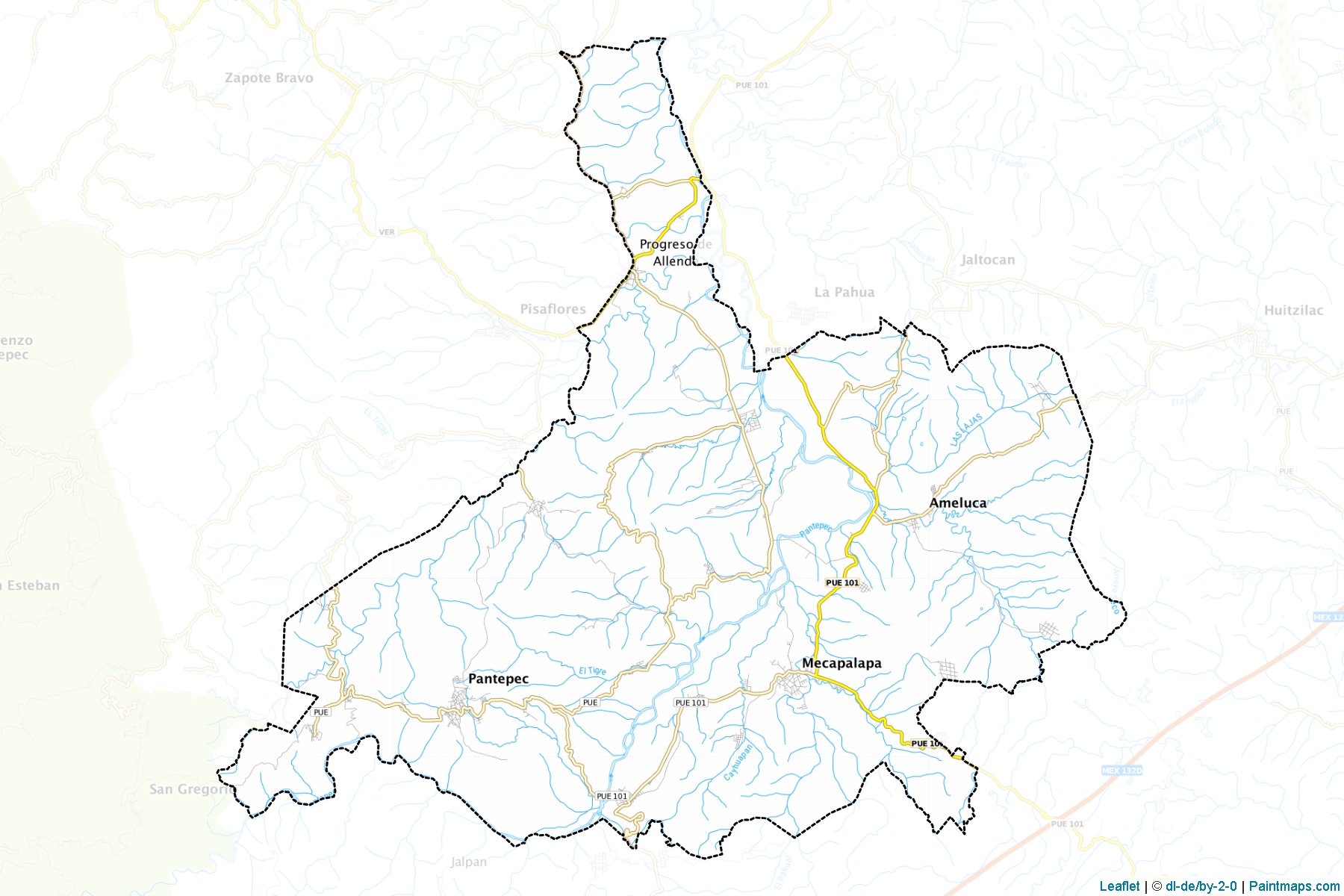 Muestras de recorte de mapas Pantepec (Puebla)-1