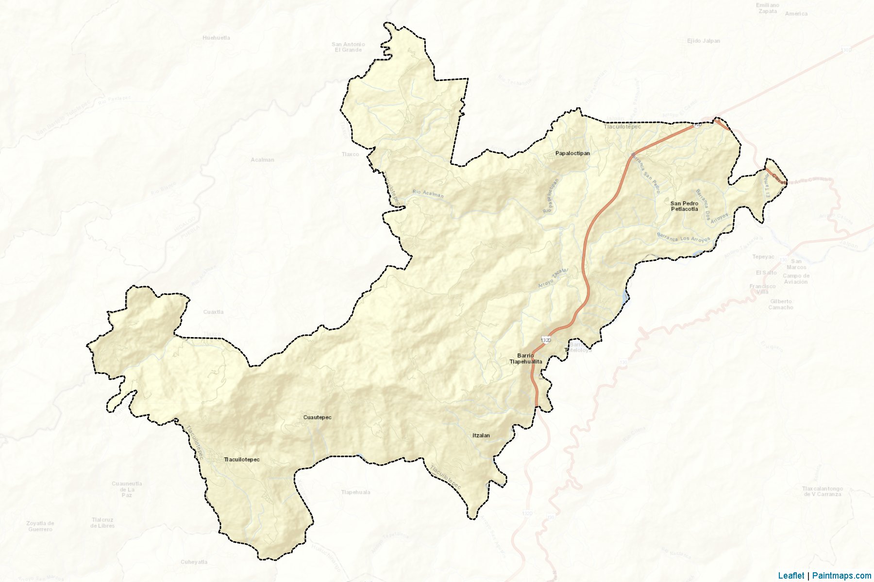 Muestras de recorte de mapas Tlacuilotepec (Puebla)-2