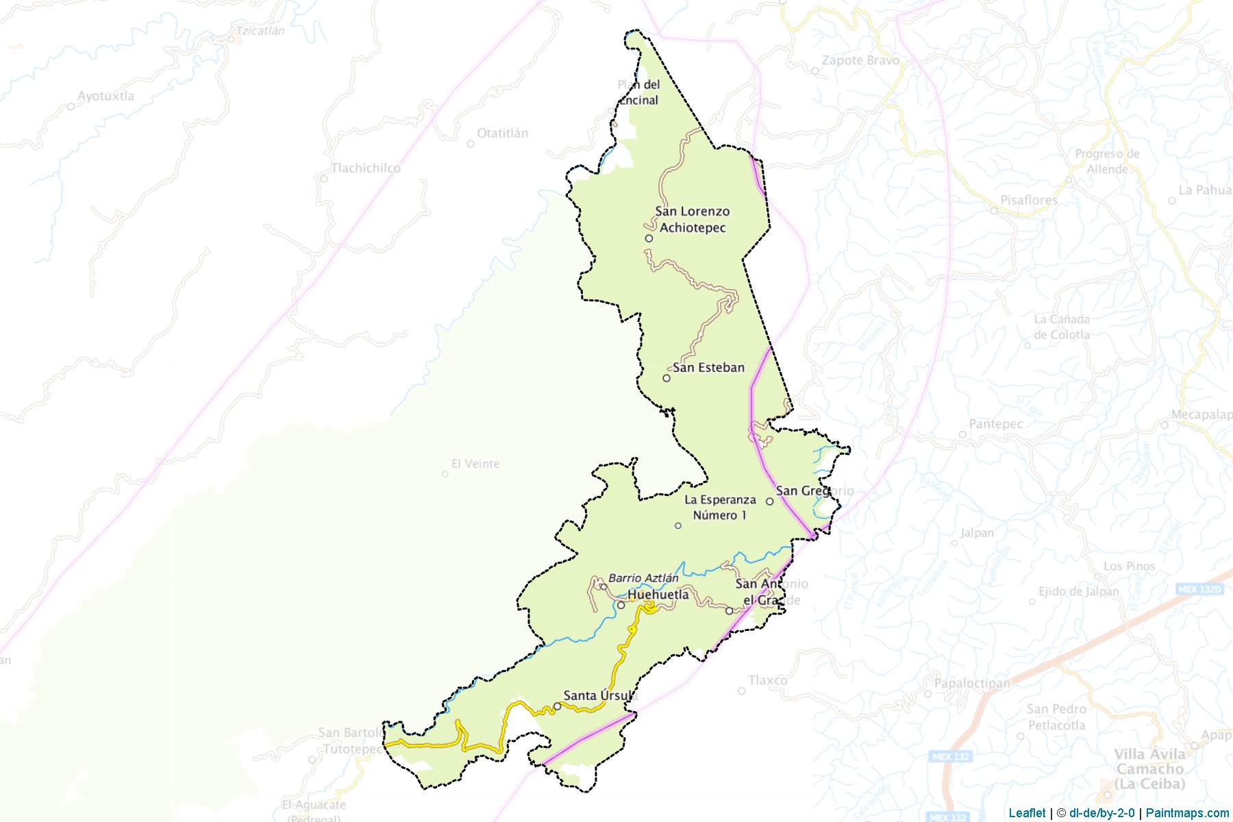 Muestras de recorte de mapas Huehuetla (Hidalgo)-1