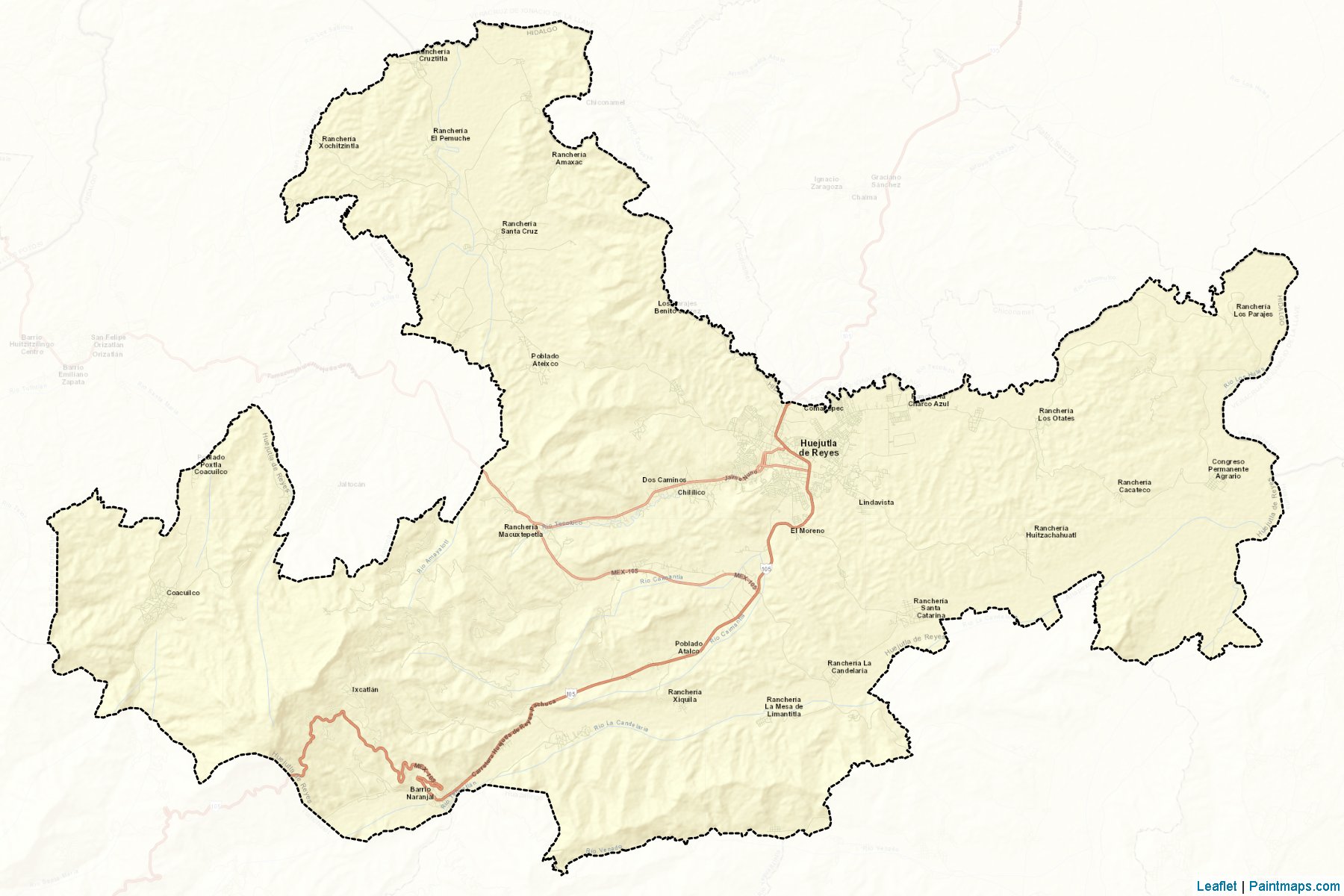 Muestras de recorte de mapas Huejutla de Reyes (Hidalgo)-2