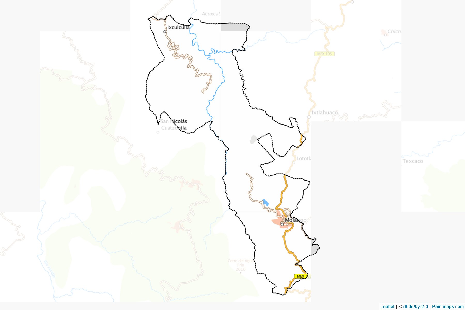 Muestras de recorte de mapas Molango de Escamilla (Hidalgo)-1