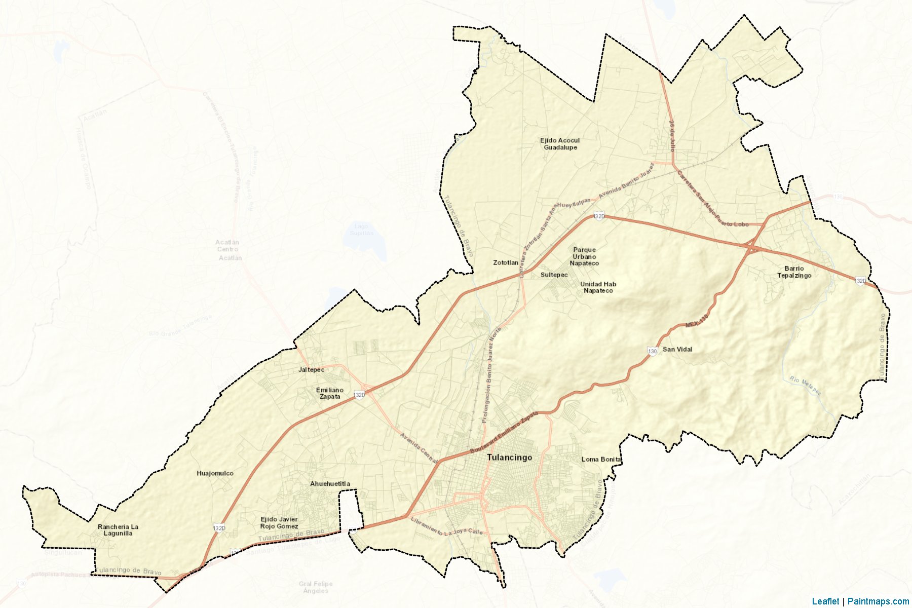 Muestras de recorte de mapas Tulancingo de Bravo (Hidalgo)-2