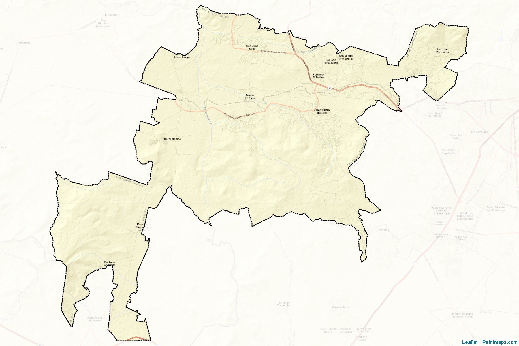 San Agustín Tlaxiaca (Hidalgo) Map Cropping Samples-2