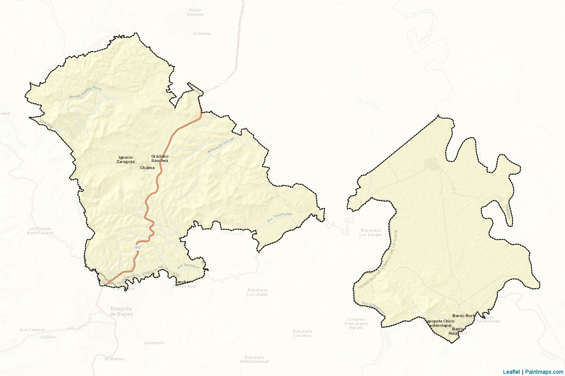 Muestras de recorte de mapas Chalma (Veracruz de Ignacio de la Llave)-2