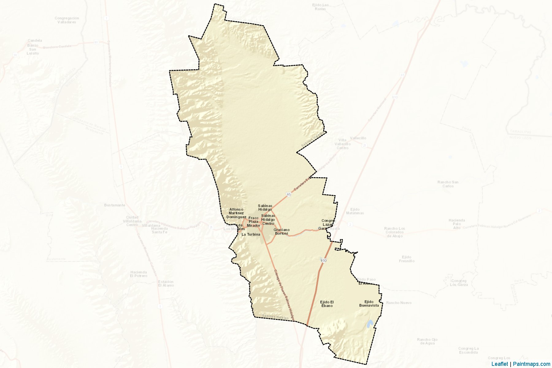 Sabinas Hidalgo (Nuevo León) Haritası Örnekleri-2