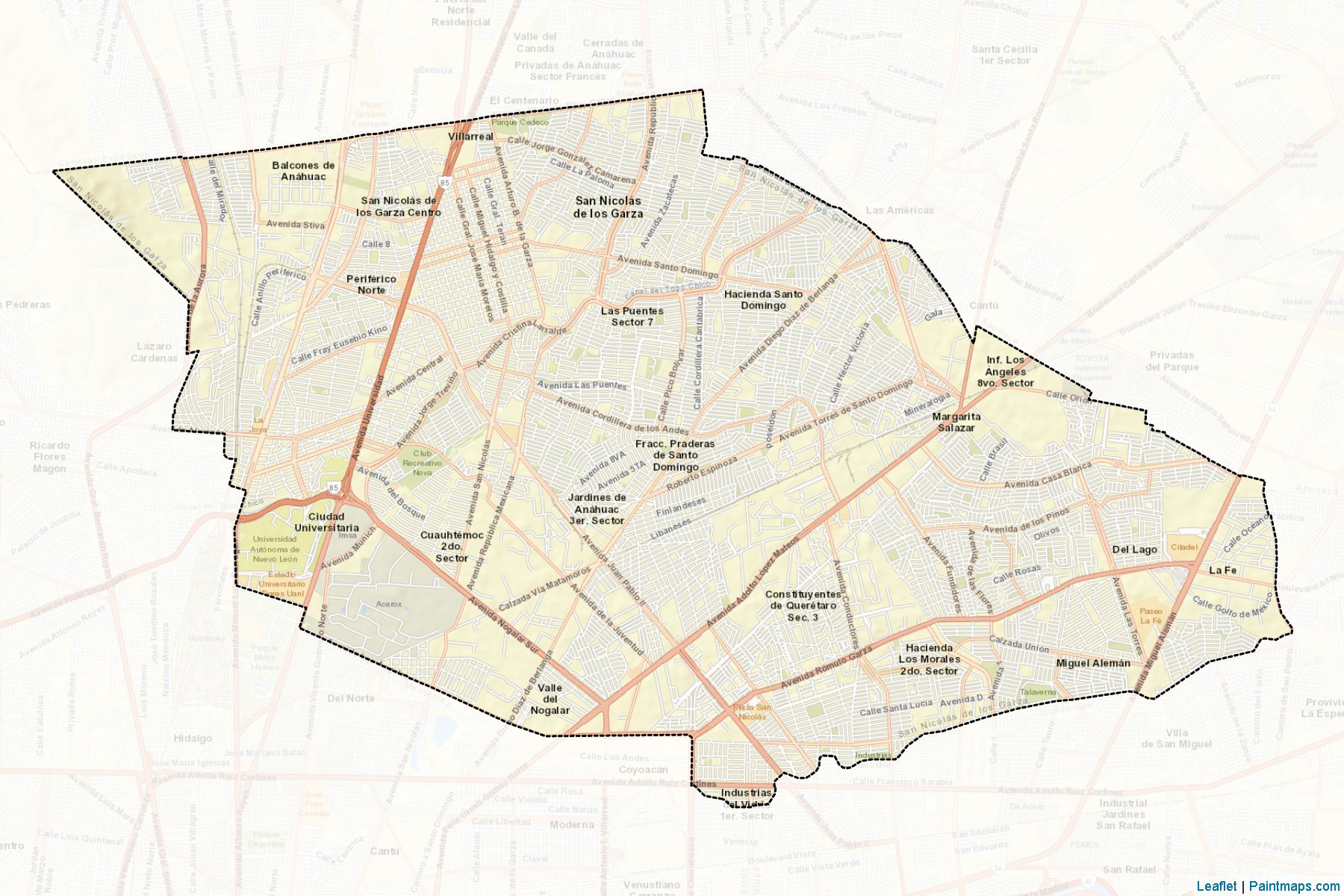 Muestras de recorte de mapas San Nicolás de los Garza (Nuevo León)-2