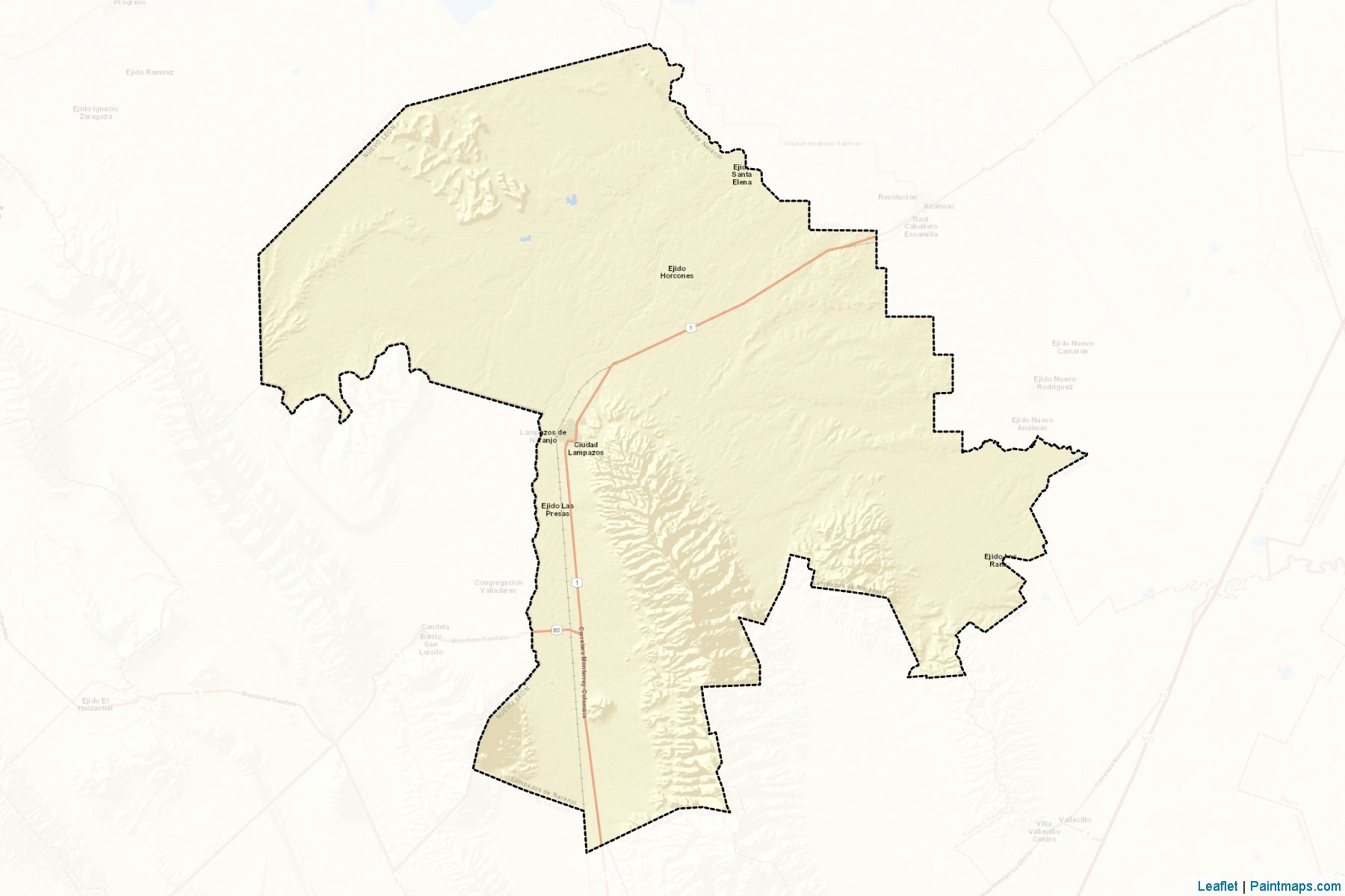 Muestras de recorte de mapas Lampazos de Naranjo (Nuevo León)-2