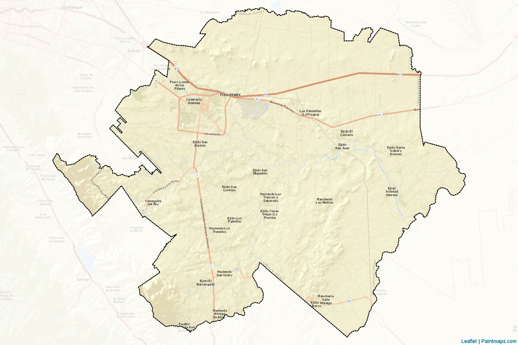 Cadereyta Jiménez (Nuevo León) Haritası Örnekleri-2